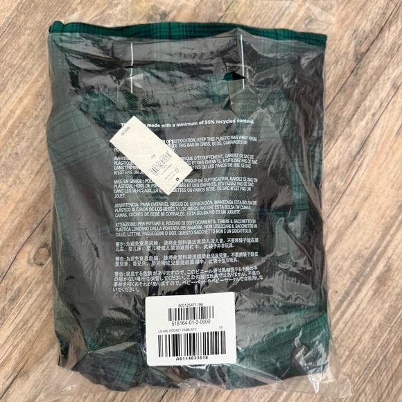 GAP Flannel Utility Mini Shirt Dress NWT in Green & Navy XS - Picture 12 of 13